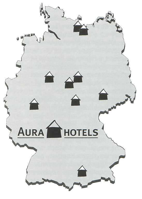 Deutschlandkarte mit AURA-Hotels und Pensionen